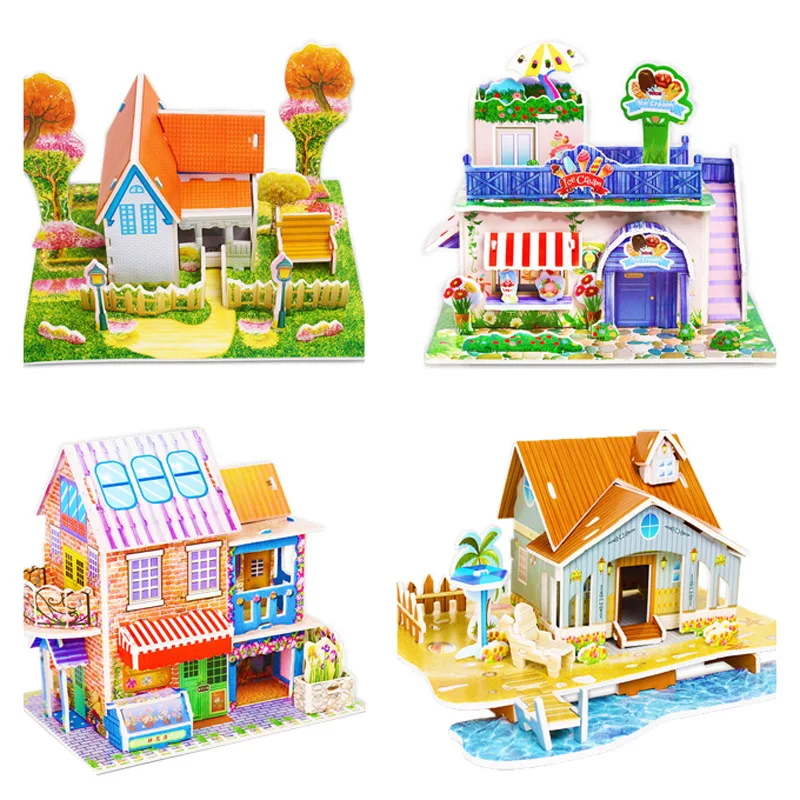 

3D головоломки для детей, замок Монтессори, Обучающие игрушки, сад, дом принцессы, деревянный пазл, интересные обучающие игры для детей