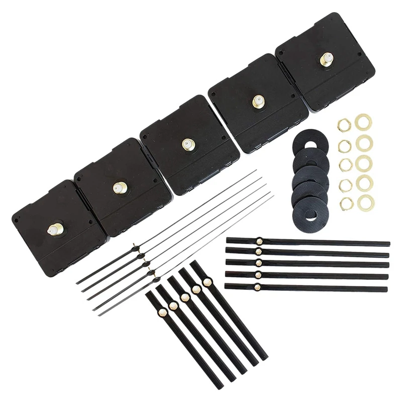 

5 Set Of Bulk Quartz Clock Repair Parts With Replacement Movement And Hands And Motor Kit Suitable For Family Diy