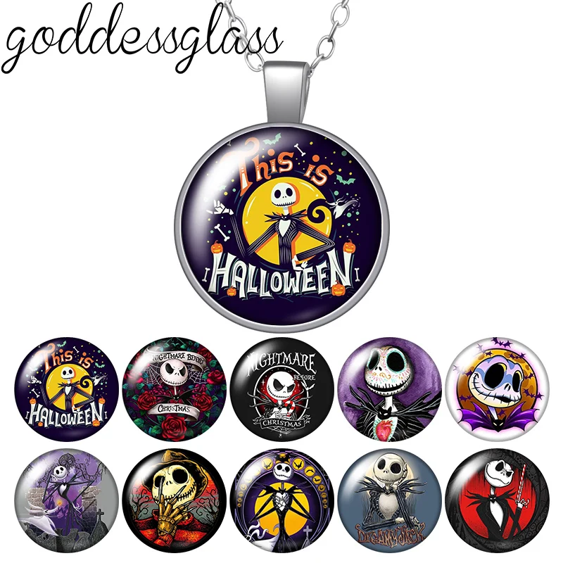 Круглый стеклянный кабошон Кошмар перед Рождеством Джека Скеллингтона на