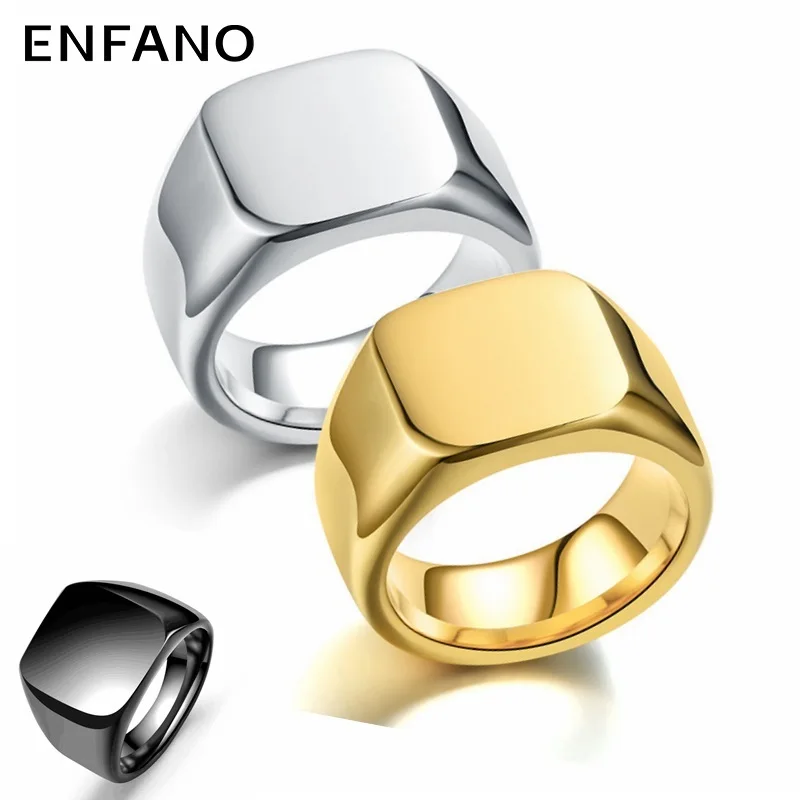 

Enfano Cross-Border Hot Ornament European and American Unique Titanium Steel Ring Men's Retro Stainless Steel Plain Ring Wholesa