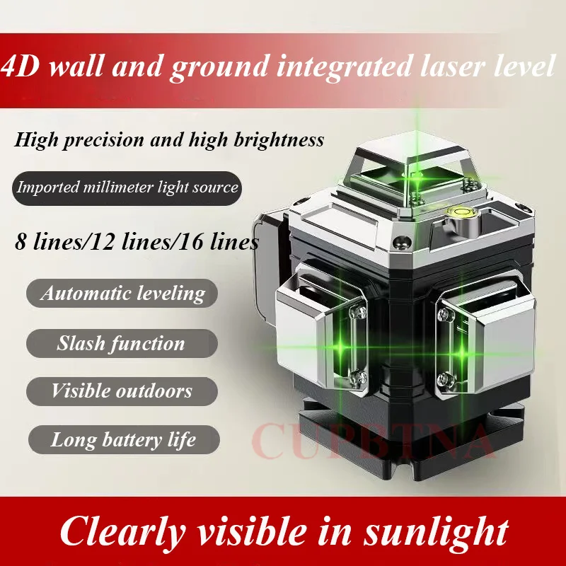 16/12/8 Lines 3D 4D Green Line Self-Leveling 360 Horizontal and Vertical Line Crossing Super Powerful Green Beamline Laser Level