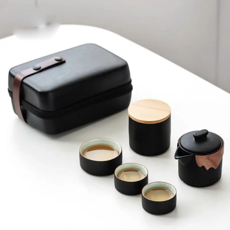 Керамическая простая креативная черная керамика один горшок две чашки