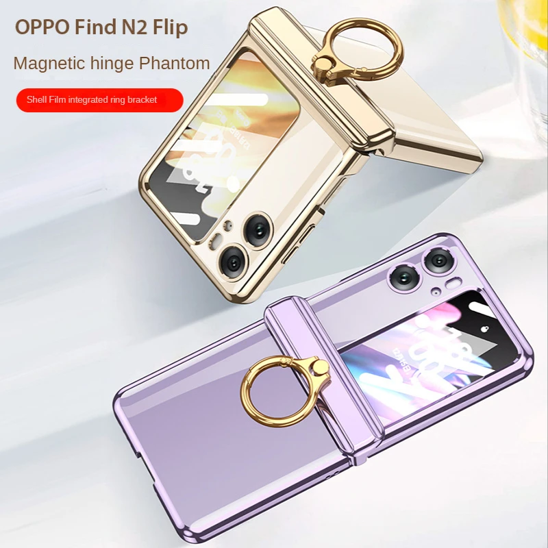 Ultra-thin Ring Stand Plastic Matte Case For OPPO Find N2 Flip 5G Cover Back flip Protector For Oppo Find N2 Flip Case