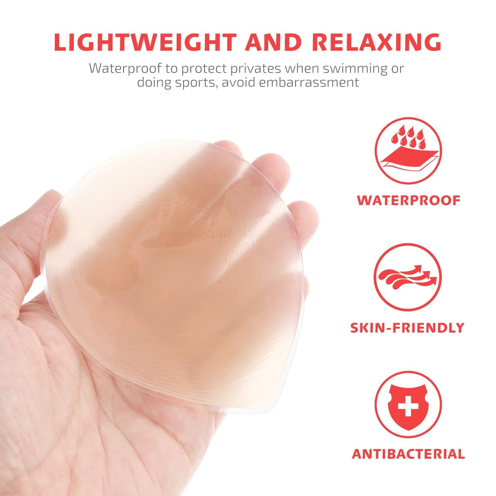 2pcs Waterproof Silicone Pad Swimming Swimming Sticker Reusable Invisible Tape