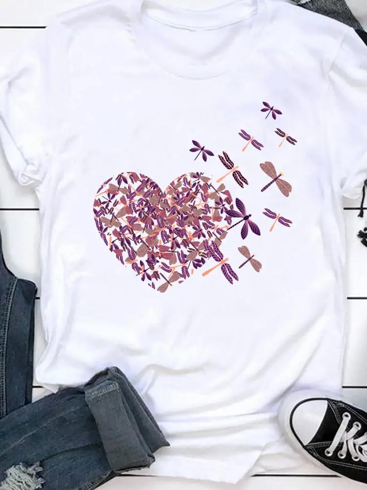 Футболка женская с коротким рукавом и графическим принтом милая Модная