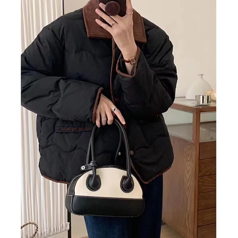 

Casual Down Coats Women Korean Fashion Cotton Padded Jacket Female Autumn Winter Long Sleeve Single Breasted Warm Solid Parkas