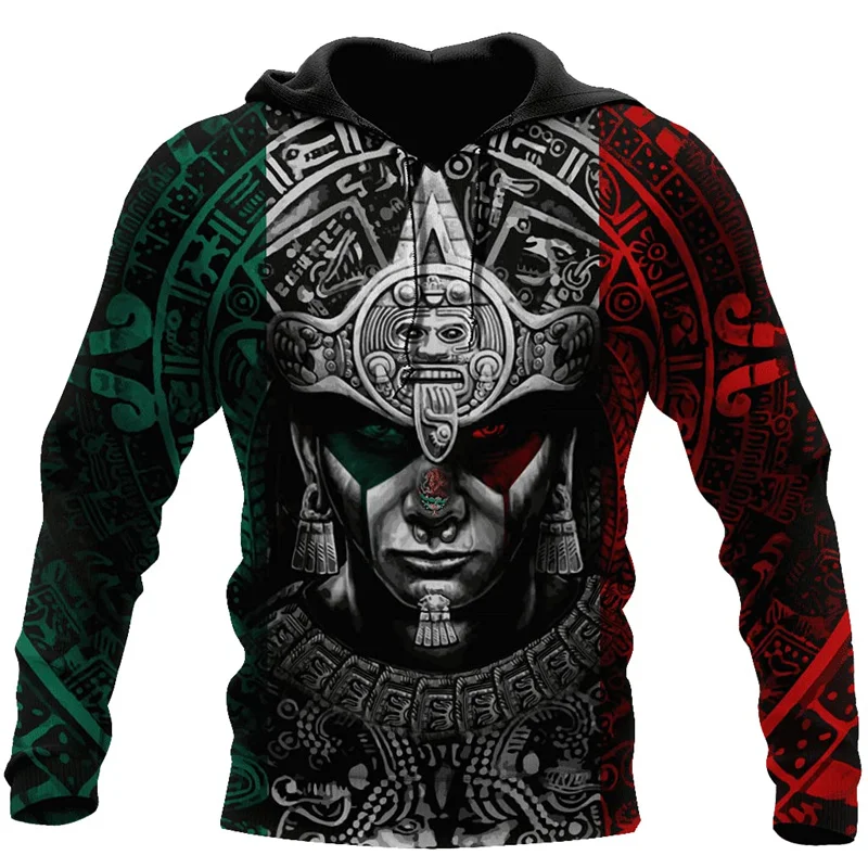 

Mexico Aztec Graphic Hoodie Men Clothing Vintage 3D Mexican Goth Horror Print New in Hoodies Women Harajuku Fashion y2k Pullover