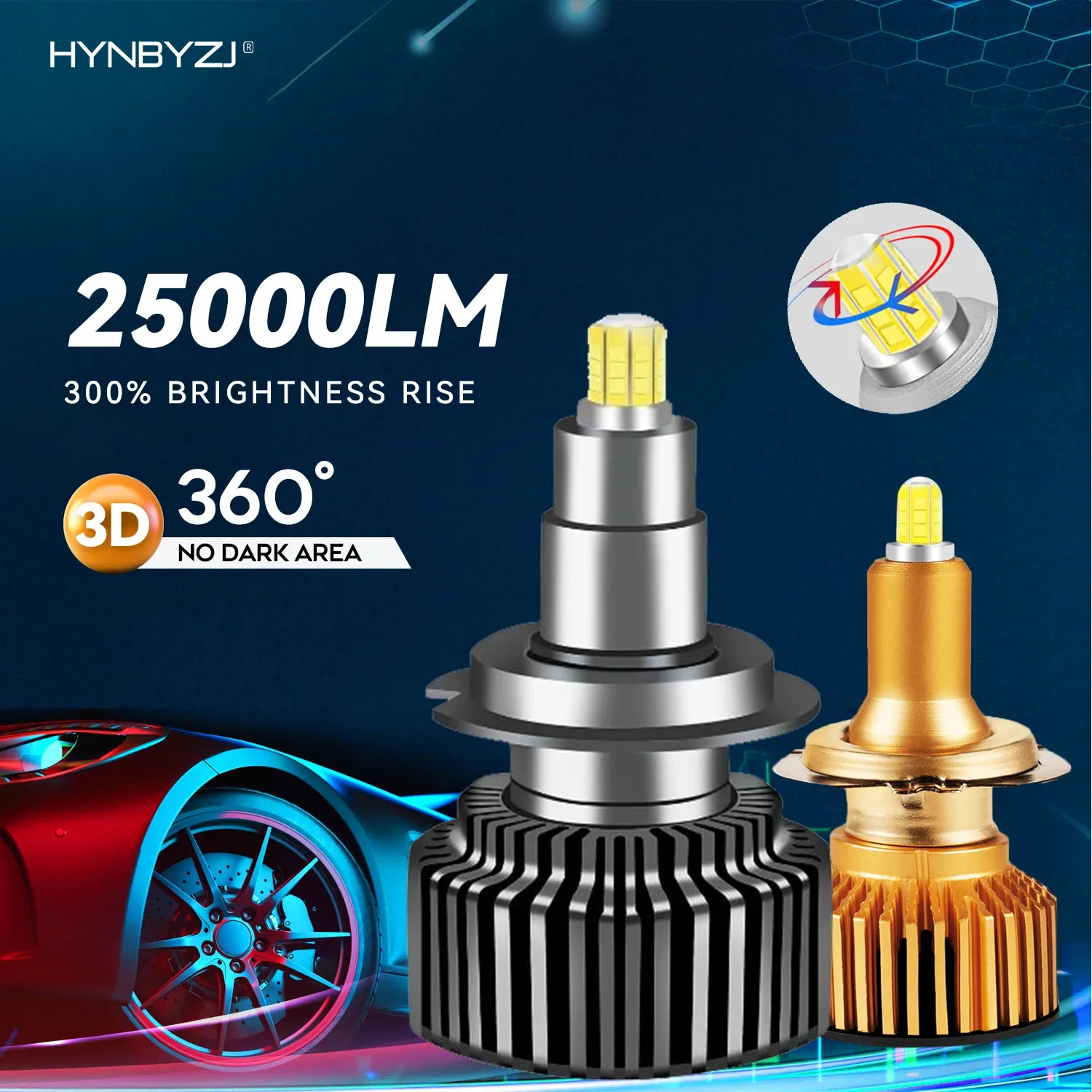 

2pcs 25000LM H7 Led 360 H1 HB3 HB4 9012 HIR2 Led H11 H8 9006 9005 Car Headlight Bulbs Fog Lamp for Auto 6500K White Car Lights