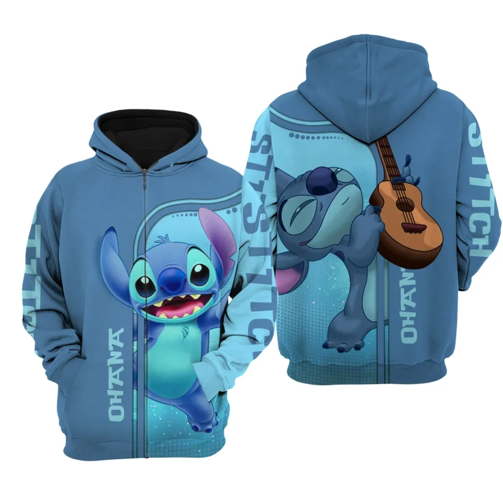 

Cute Stitch Hoodie Stitch Ohana Disney Hoodie Zip Hoodie Lilo And Stitch Disney Stylist Unisex Cartoon Graphic Outfits Men Woman