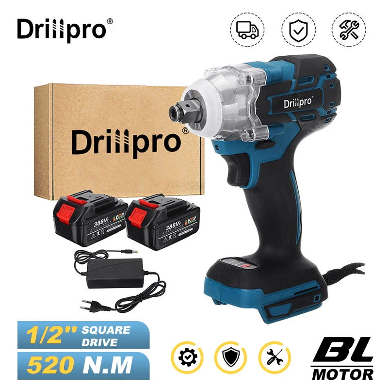 Гайковерт Drillpro ударный бесщеточный, 1/2 нм, дюйма, с аккумулятором Ампер в час