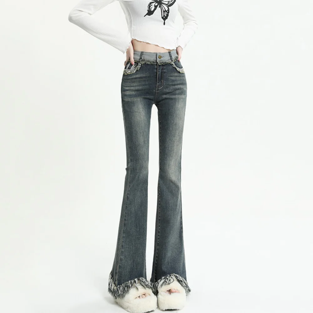 Женские винтажные джинсы Micro-La с кисточками высокая талия узкие расклешенные