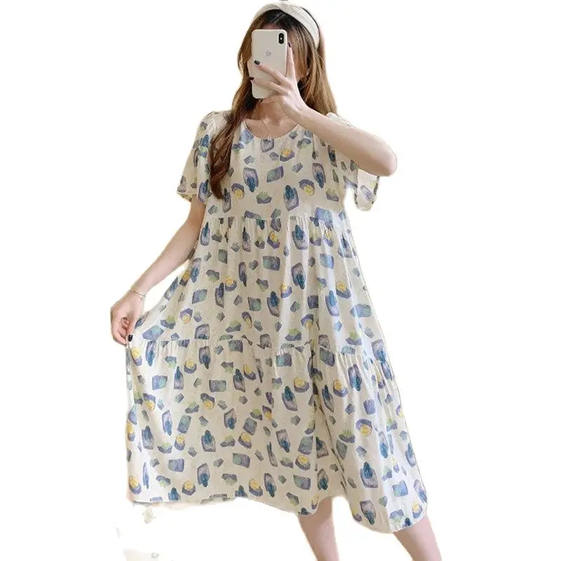 Summer Style Sleep Dresses For Women Student Sweet Nightdress Cotton Silk Ladies Pajamas Nightgown
