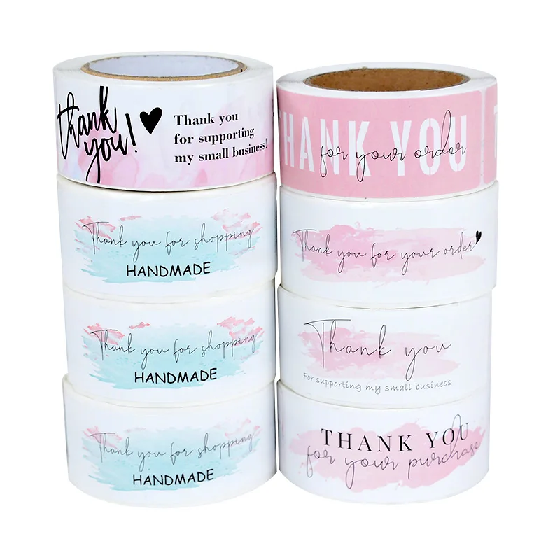 

120Pcs/Roll Thank You Stickers Birthday Wedding Label Stickers Envelope Seal Gift Packaging Decor Scrapbook Material 2.5*7.5cm