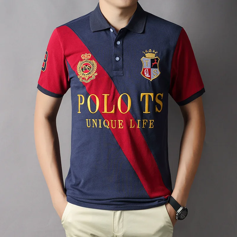 2022 New Summer Polo Shirt 100% Cotton Short Sleeve T-shirt Men Britain Casual Color Contrast Plus-size Sport  Polo Shirt Men