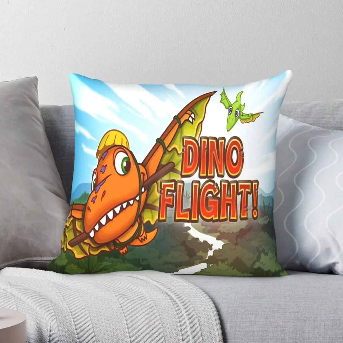 

Dinosaur Train Costume Gift For Fans Square Pillowcase Polyester Linen Velvet Printed Zip Decor Home Cushion Cover