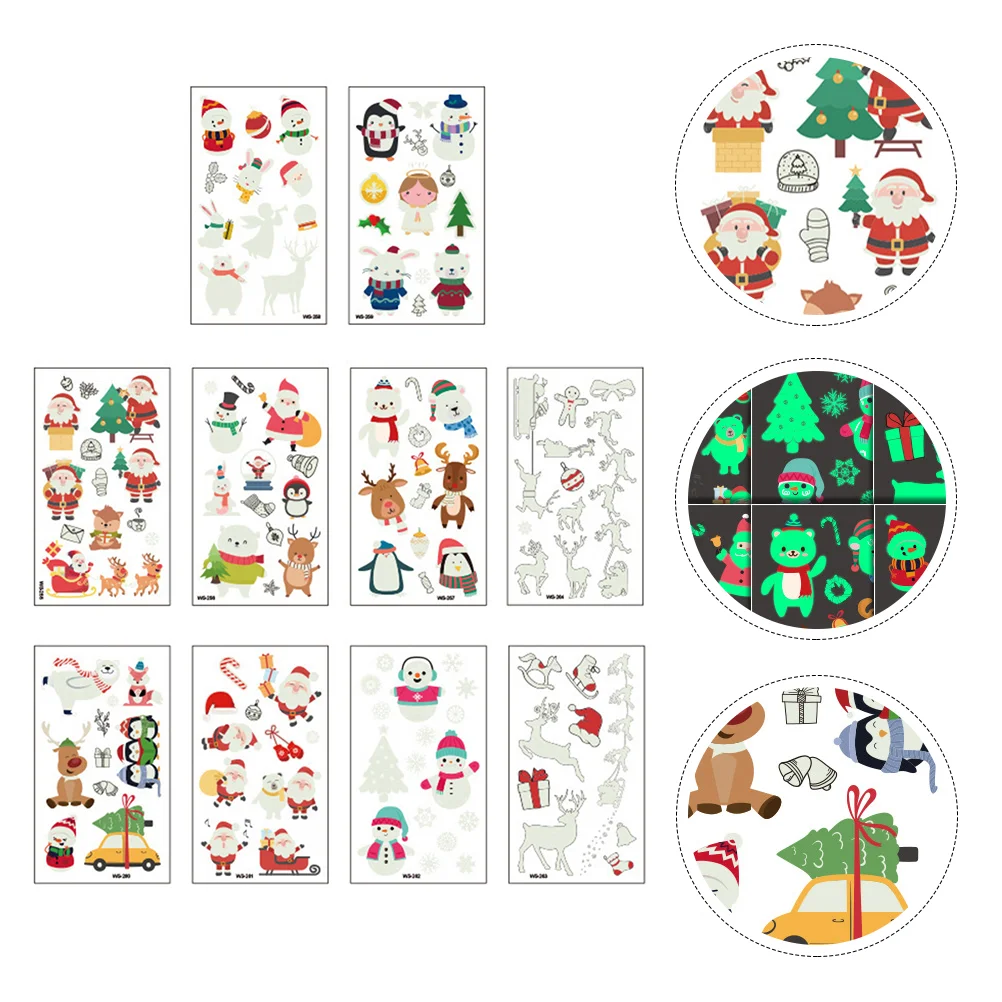 

10pcs Noctilucent Face Body Stickers Dark Glow Cartoon Face