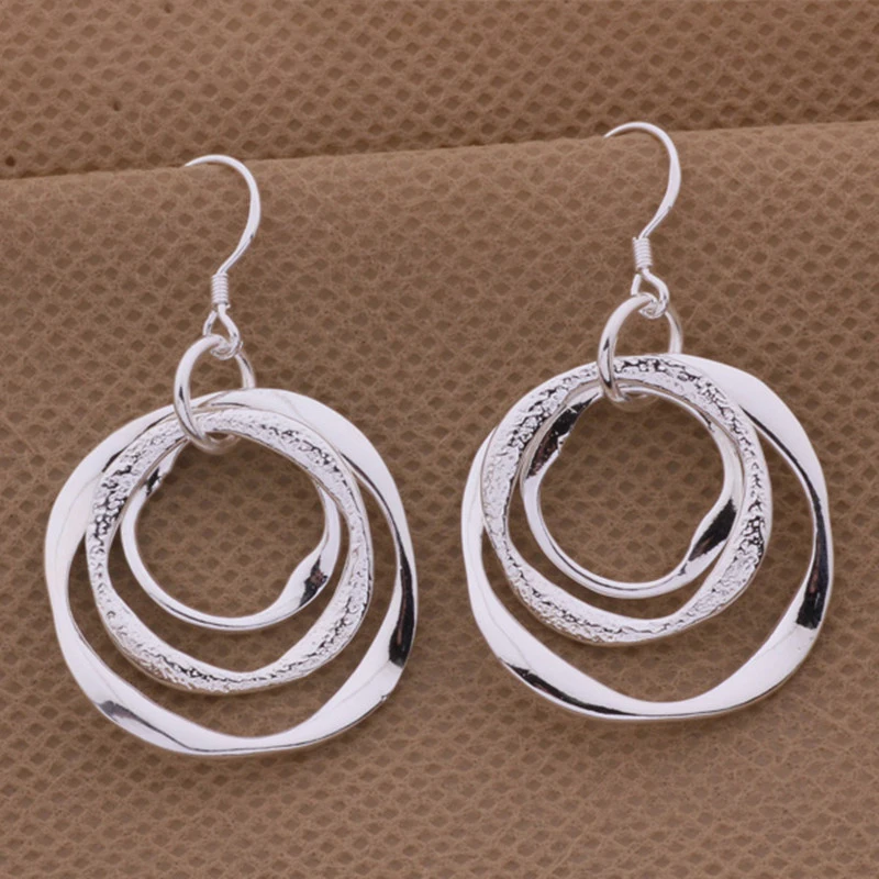 

LINJING 925 Sterling Silver Round Earring Charm For Women Fashion Exquisite Jewelry Valentine's Day Gift