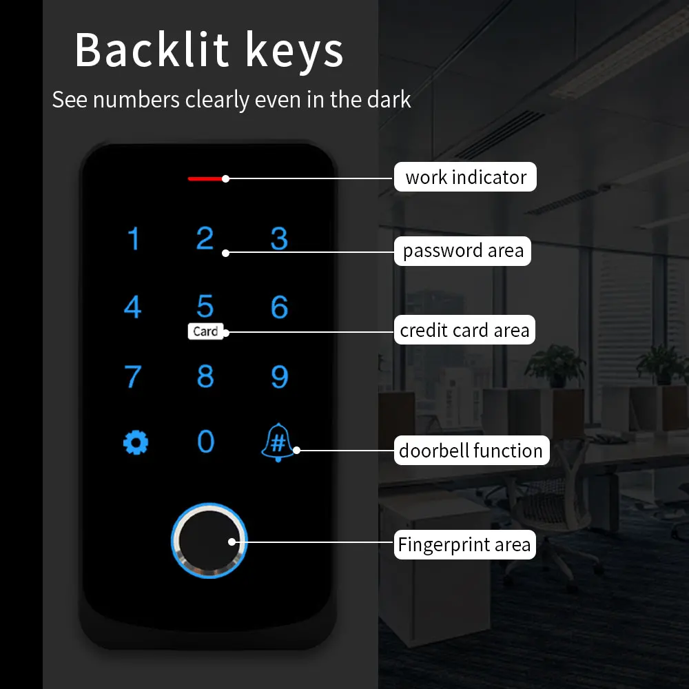 NFC Bluetooth Tuya App RFID IC M1 Клавиатура контроля доступа IP65 водонепроницаемая