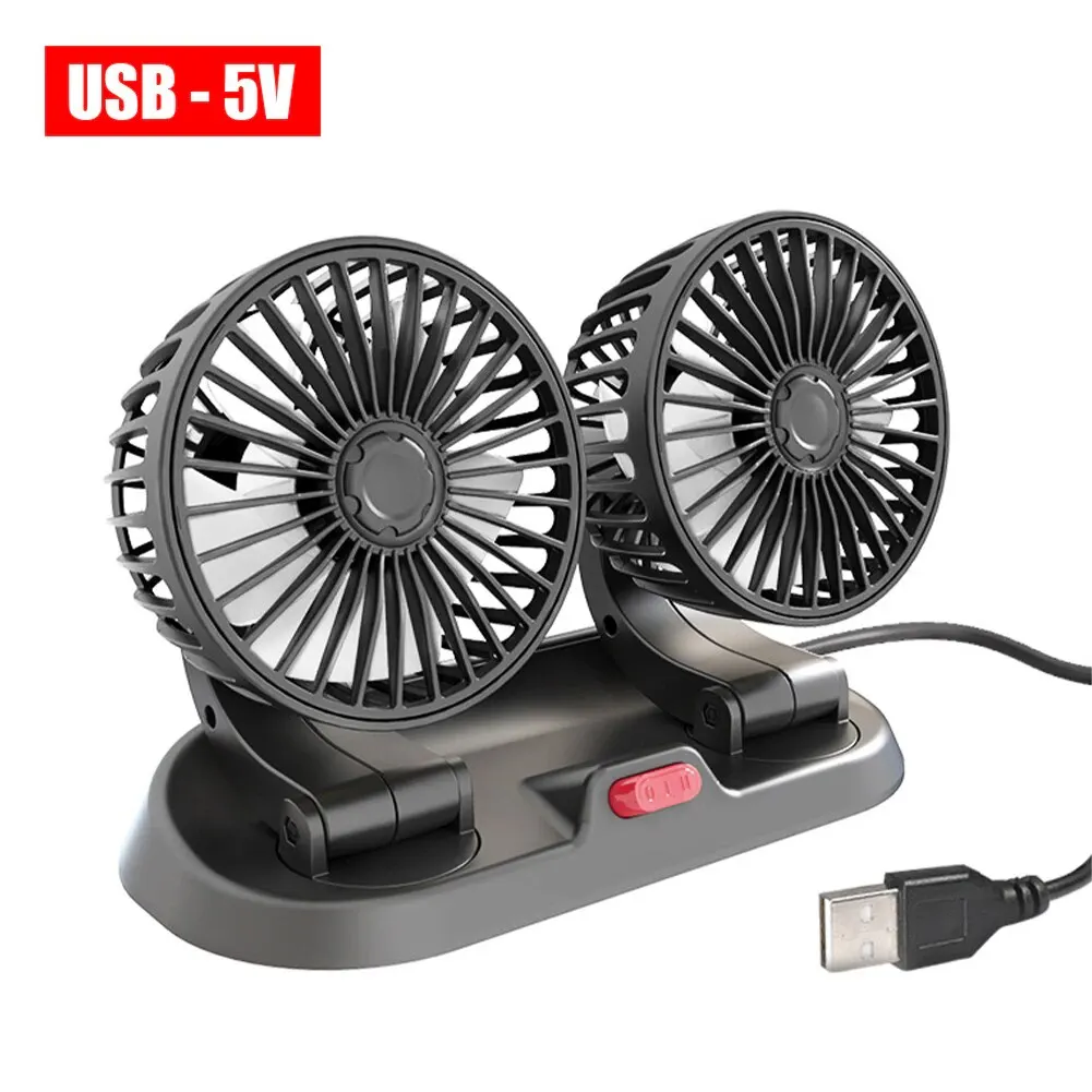 

5V 12V 24V Car Fan Cooling Car Fan Dual Head Usb Car Fan 2 Speeds Adjustable Auto Cooler Air Fan Car Accessories Wind Regulation