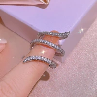 2022 trendy snake shape wrapped crystal stone finger rings for women luxury full zircon cz party valentines day jewelry gift