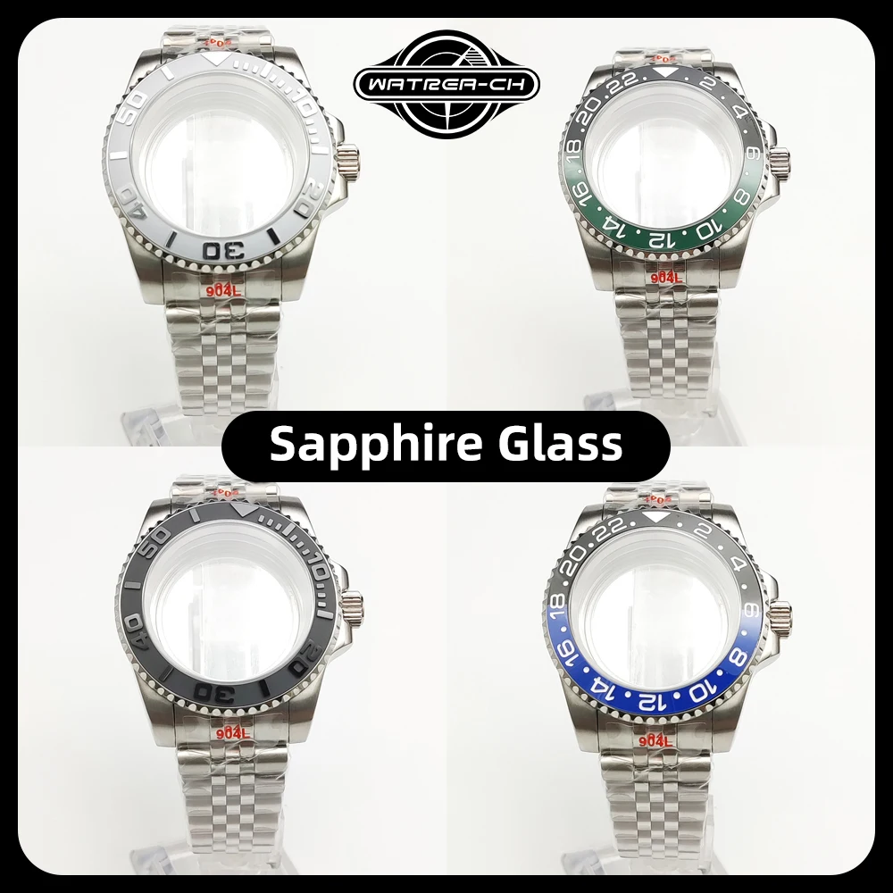 

40mm watch Case 316L Stainless Steel Ceramic GMT bezel Sapphire Glass Five bead strap Suitable for NH35 NH36 2836 8215 2813