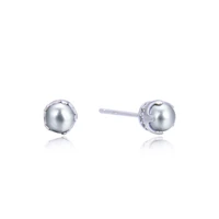 authentic 925 sterling silver earring pearl simple crown stud earring for women girl wedding party jewelry gift
