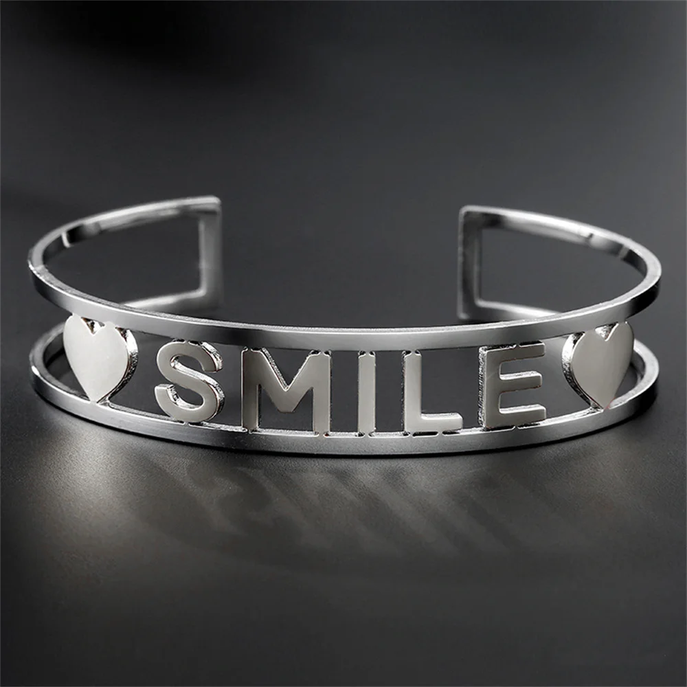 

Custom Letter Name Bracelet Personalized Custom Bangles for Men Gold Stainless Steel Chrismas Jewelry for Women Gift