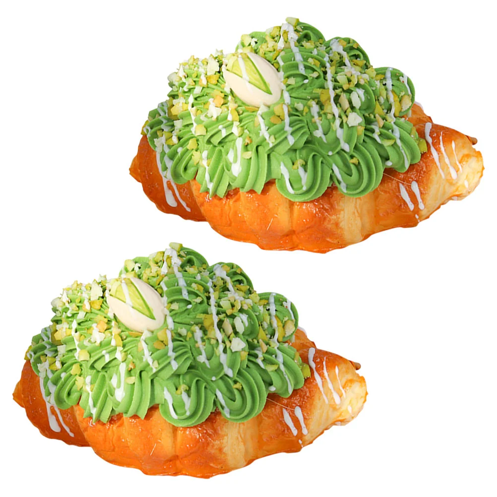 

2pcs Simulated Bread Model Artificial Croissant Home Bread Decor PU Bread Photo Prop