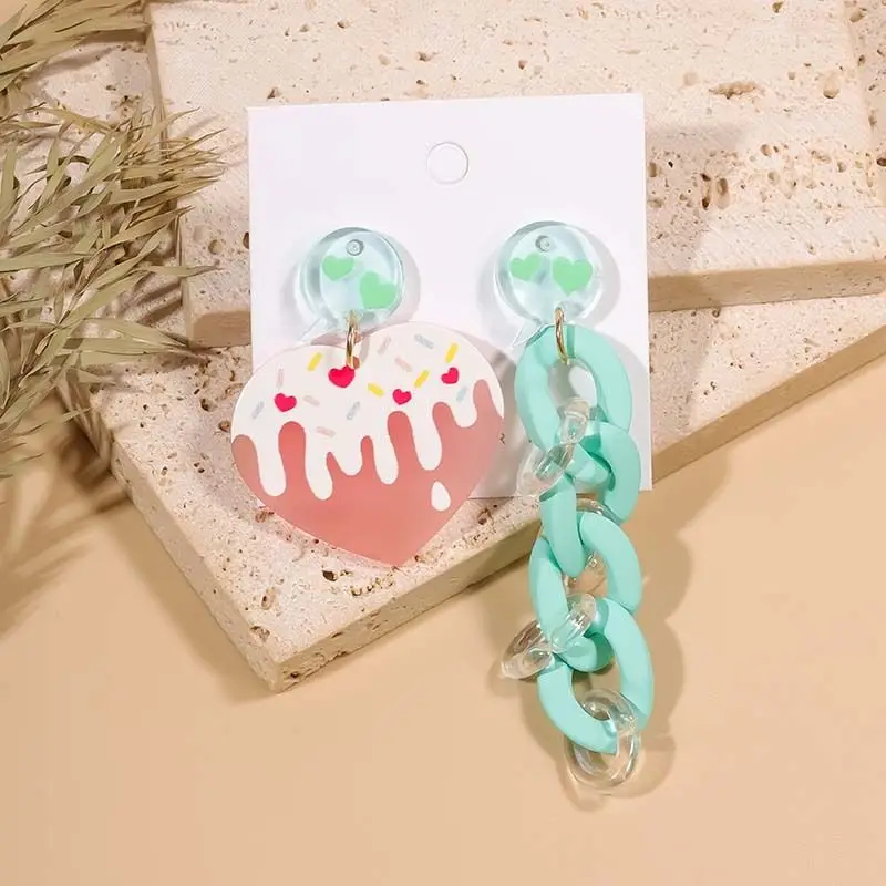 Уникальные ассиметричные серьги для женщин милые серьги-цепочки карамельных