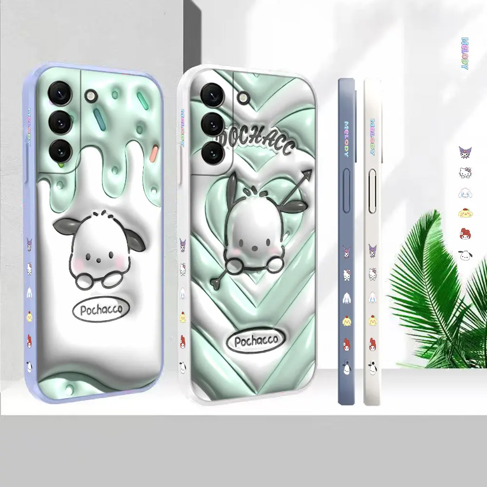 

Funny Cute Pochacco Anime Case For Samsung S23 S22 S21 S20 FE Ultra 5G S11 S11E S10 S10E S9 Plus Liquid Silicone Case Cover Capa