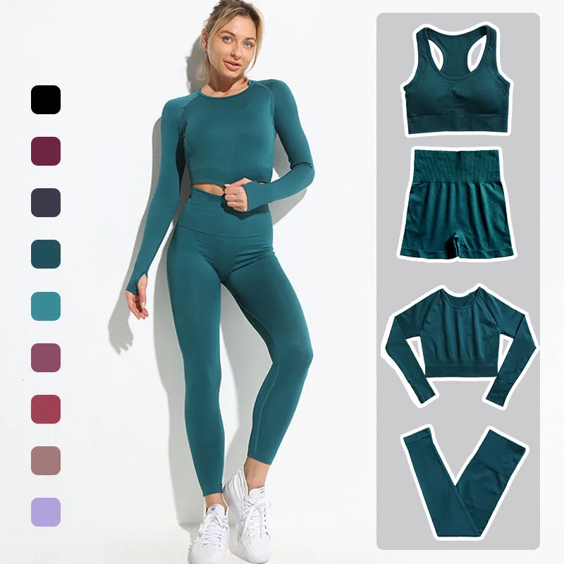 

2021 New Seamless Yoga Sets Workout Clothes for Women Sportwear Fitness Clothing Sport Suits Tracksuits Gym Clothes Running