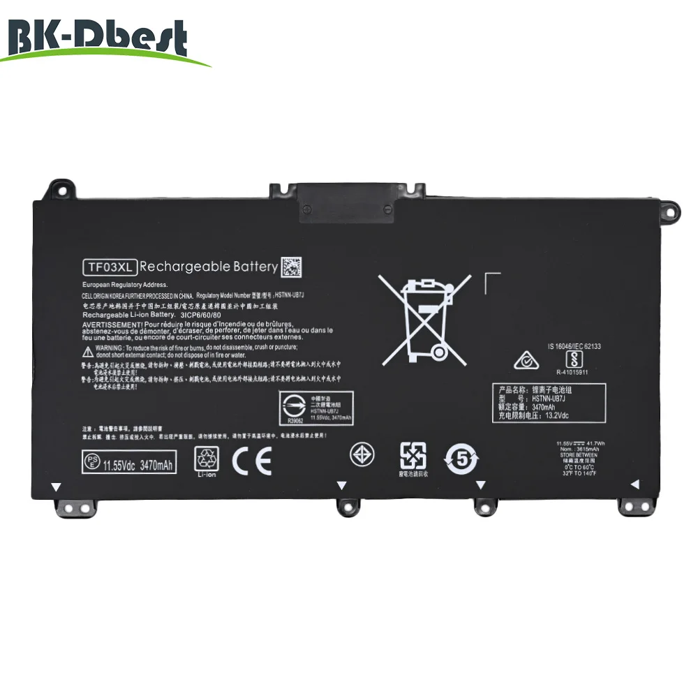 BK-Dbest New TF03XL Аккумулятор для ноутбука совместимый с HP Pavilion 15-CD HSTNN-LB7X 920070-855 920046-421