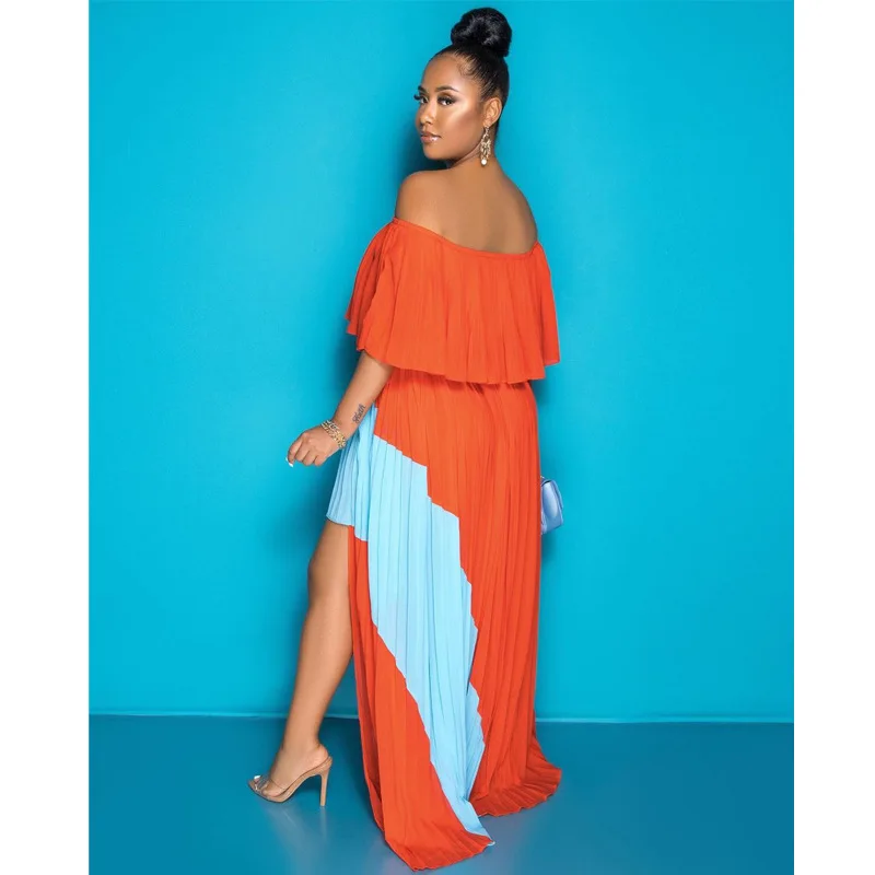 Plus Size Evening Dress Off Shoulder Patchwork Clothing Female Luxury Elegant Robe 2023 Summer Women Trendy Party New In Dress