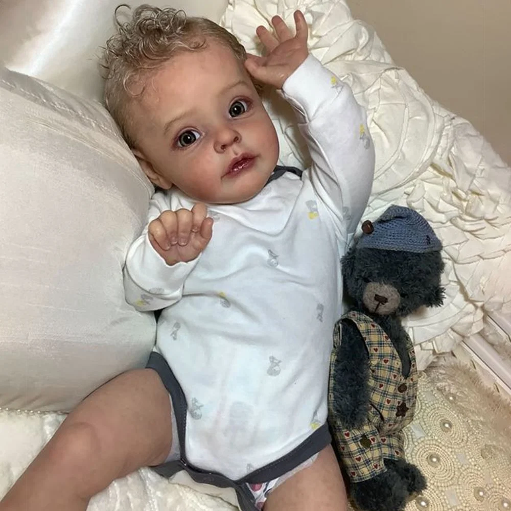 

22 Inch Suesue Lifelike Reborn Baby Girls With Rooted White Blond Hair For Children Birthday Gifts