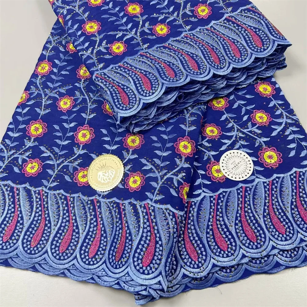 2024 Новая африканская французская швейцарская кружевная ткань с камнями