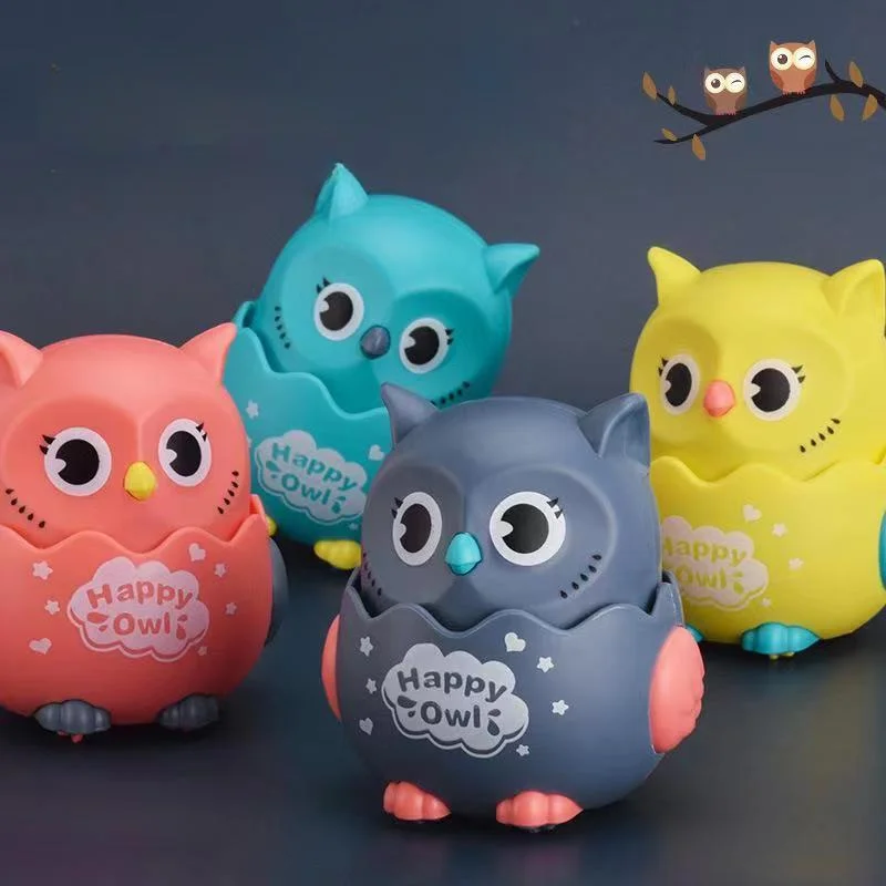 

Hot selling press owl children's inertia toy car with sliding resistance and drop back force small car