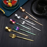 creative stainless steel rose flower tableware ice cream coffee honey mixing spoon dessert fruit fork cute kitchen accessories