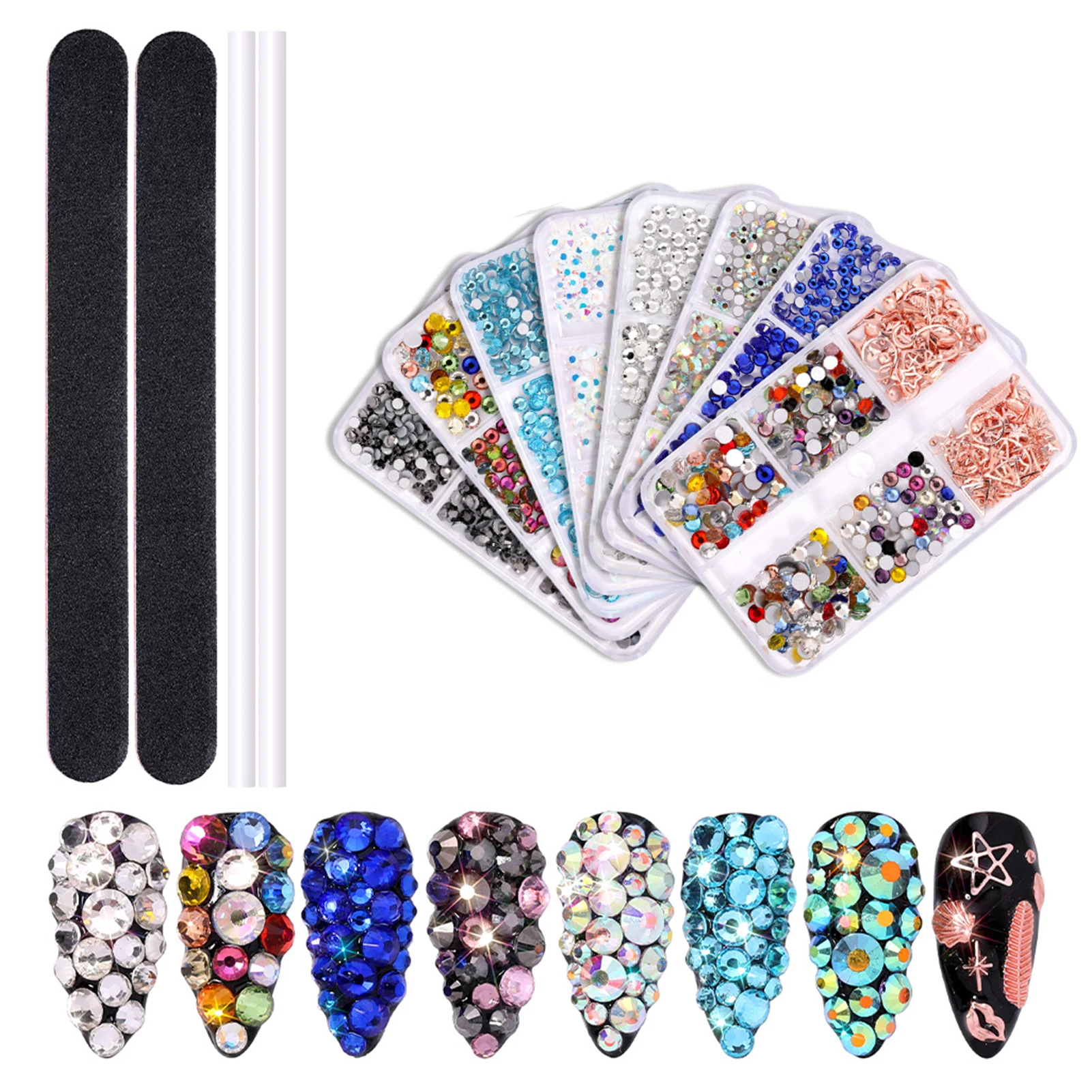 

Rhinestone For Makeup AB Flatback Rhinestones 3D Nail Decals Kit 3D AB Flat Nail Diamonds Kit For Nail Art Designs DIY Crafting