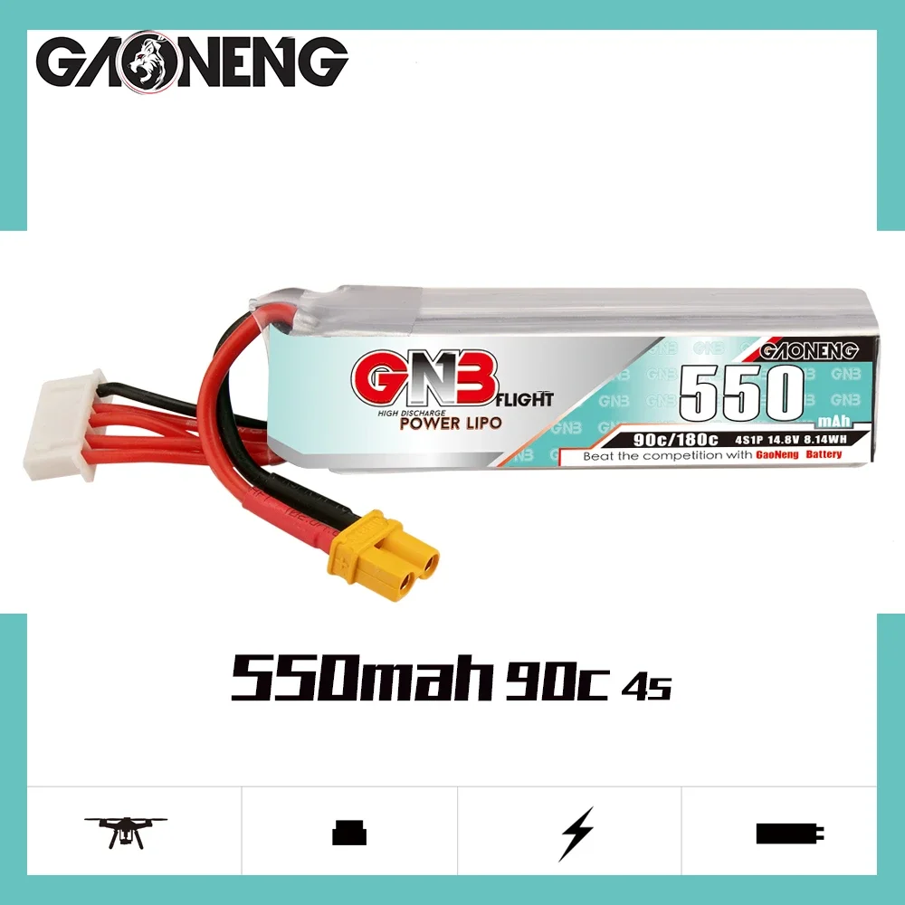 GAONENG GNB 550mAh 4S 90C 180C 14 8 V XT30 LiPo Battery Whoop Cinelog Cinewhoop Indoor FPV Запасные Части RC