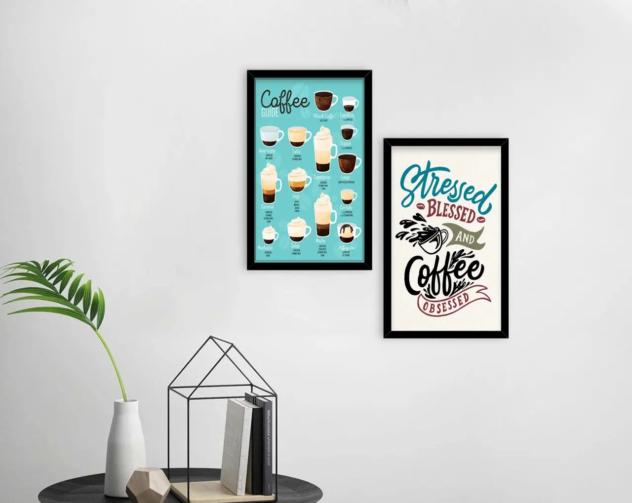 

BK Home Coffee Design Decorative 2'li Wood Black Framed Tablo-9