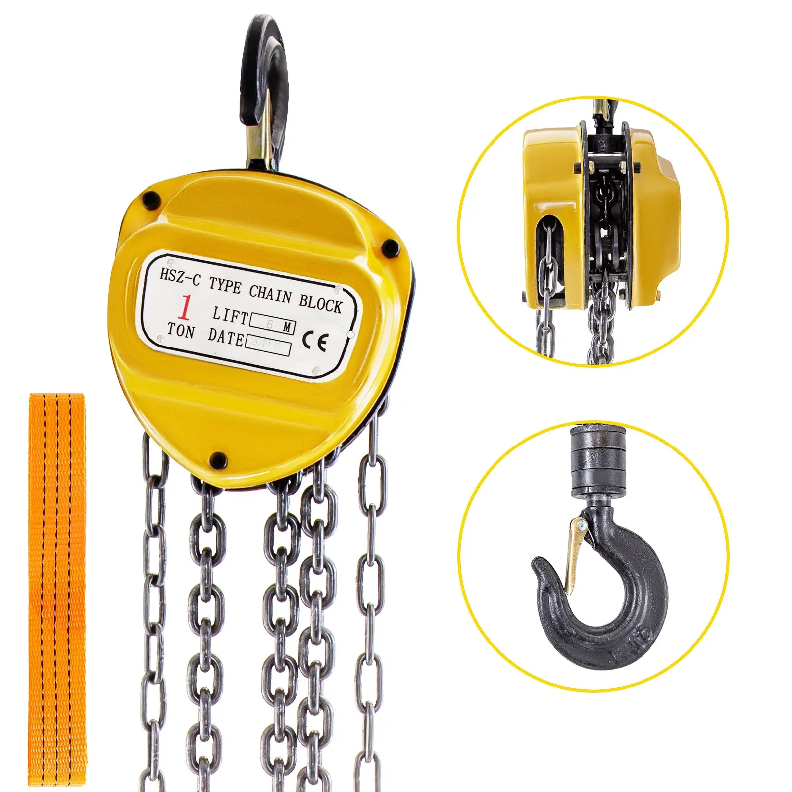 2200lbs/1ton Manual Hoist Chain Block Engine Chain Hoist With Lifting Rope