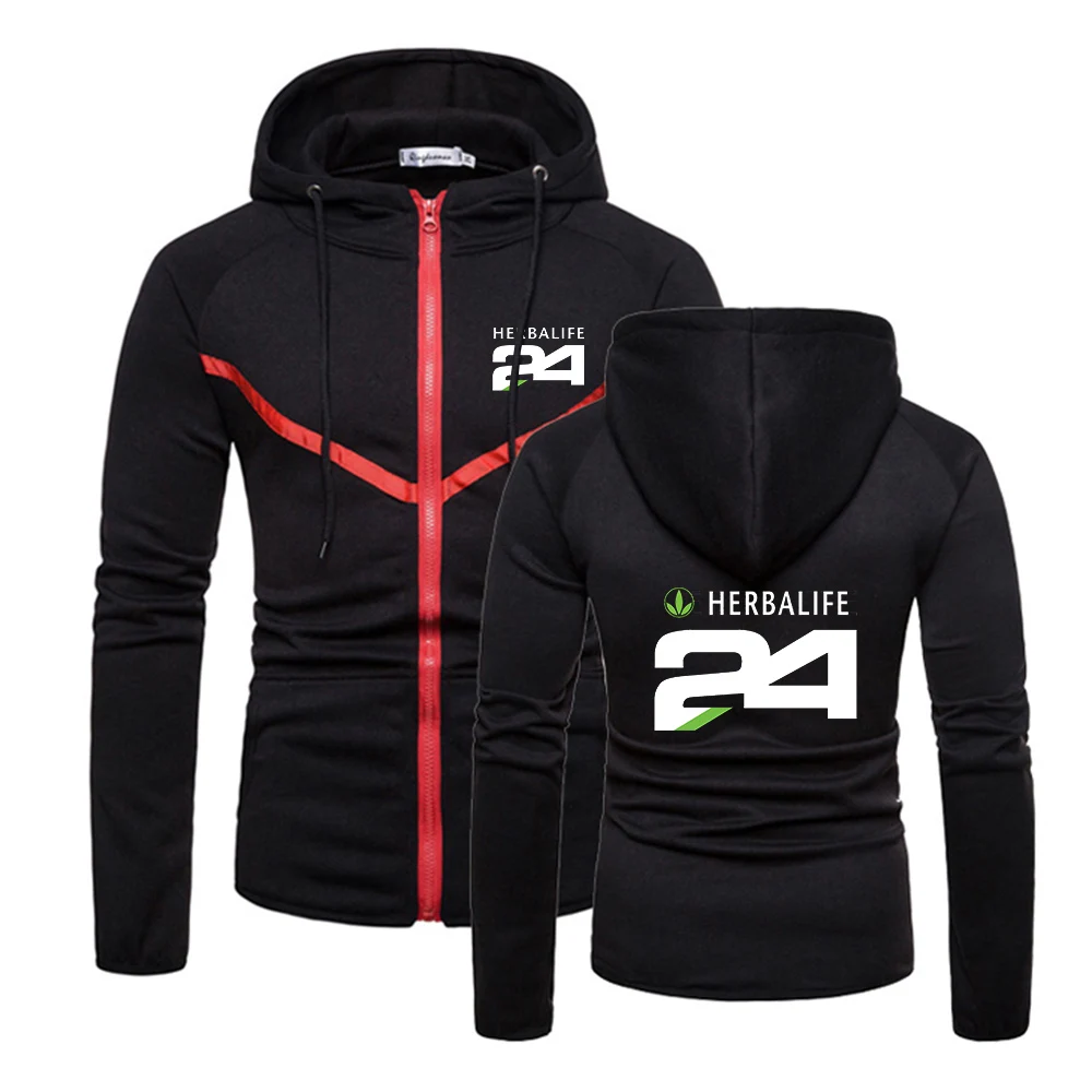 

Mens New Herbalife 24 Logo 2022 Zipper Quality Fitness Sweatshirts Solid Color Style Muscle Sportswear Hoodies