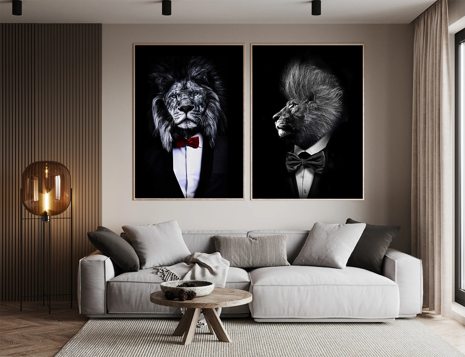 Современный Стиль Печать На Холсте Настенное Искусство-лев Обезьяна Тигр