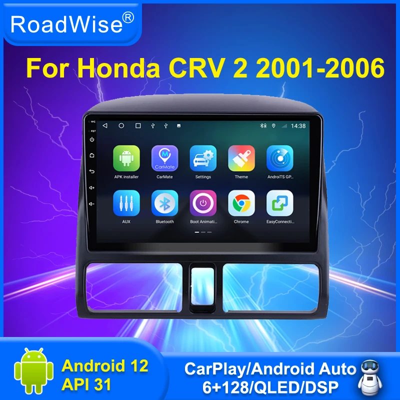 

Car Radio Multimedia Android 12 Carplay For Honda CR-V CRV 2 2001 2002 2003 2004 2005 2006 4G Wifi Navi GPS DVD DSP BT Autoradio