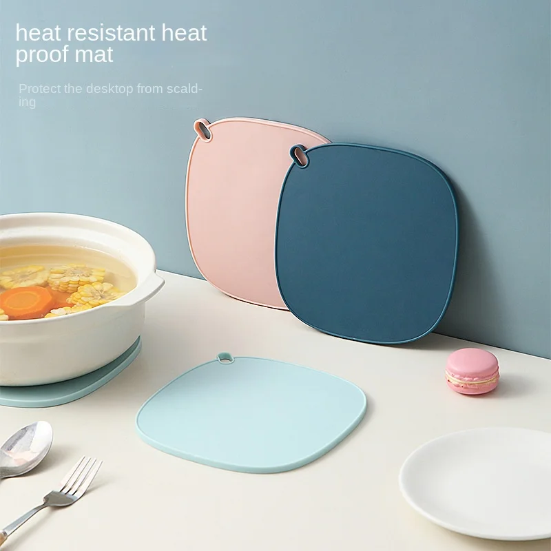

Anti-scald Heat Insulation Mat Anti-slip Silicone Tea Coaster Hangable Heat Resistant Table Coaster Waterproof Dining Cushion