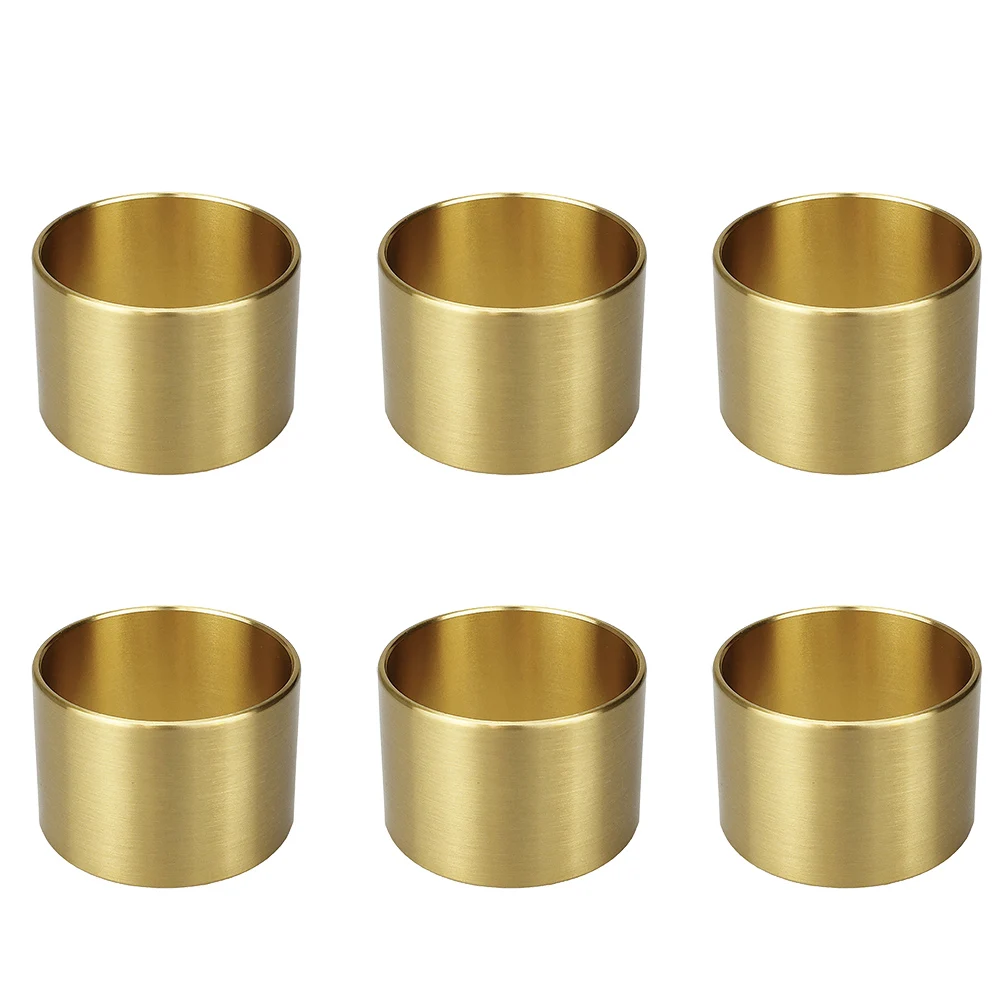 

New Solid Brass Napkin Rings Brushed Finish Round Table Centerpiece Decoration Ring Napkin Holders Weighty And Smooth 6 Pcs