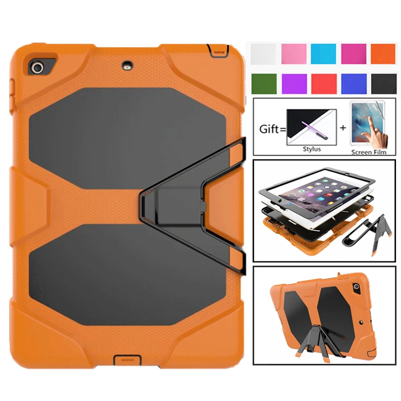 

For iPad 2 / 3 / 4 9.7 Shockproof Kids Protector Case For iPad2/3/4 Heavy Duty Silicone Hard Cover Kickstand Design Capa Fundas