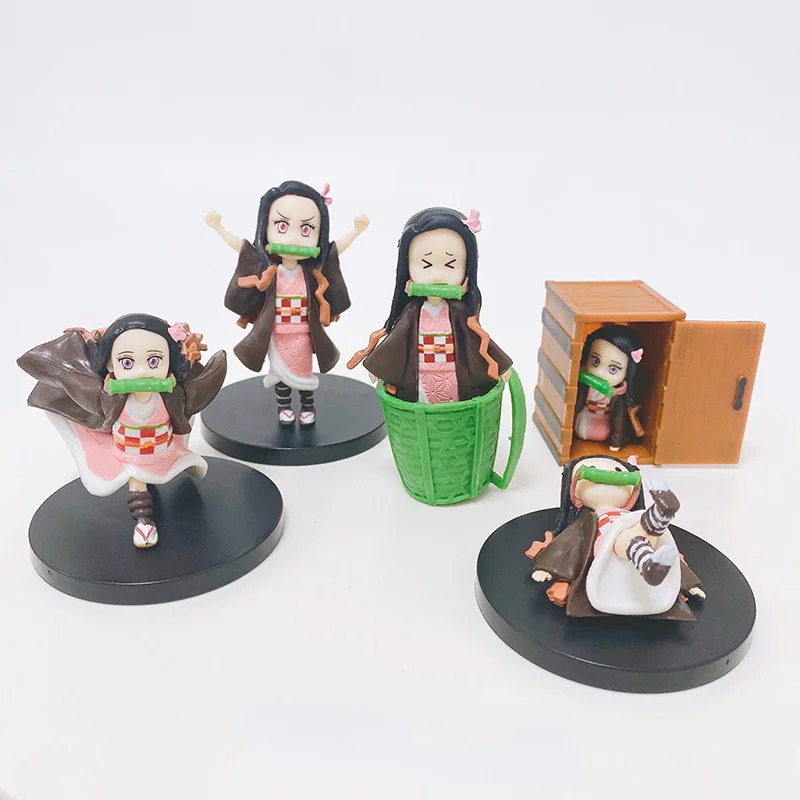 

5pcs Miniature Kamado Nezuko Demon Slayer Anime Action Figures Kimetsu No Yaiba Figurine Collectible Doll Kids Toys For Children