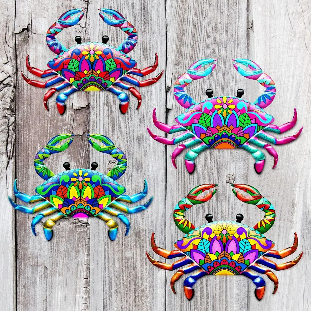 

Bedroom Home Decoration Indoor Outdoor Sculpture Metal Crab Ornament Wall Hanging Iron Art Garden Craft