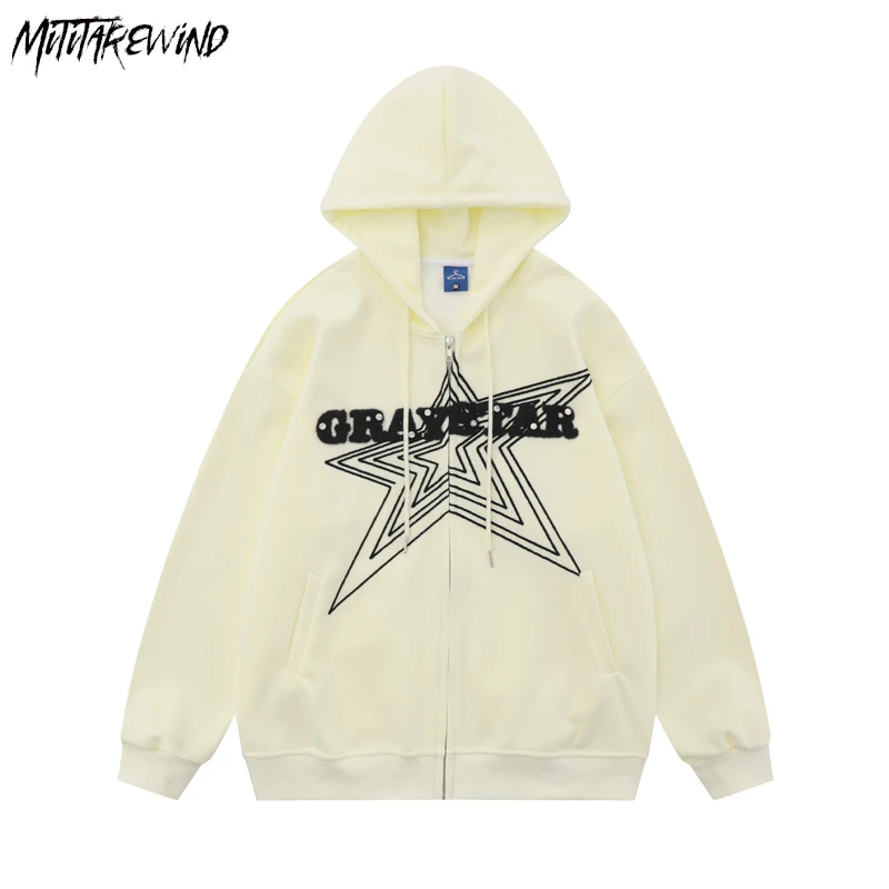 

American Casual Loose Jackets Couple Hooded Graphic Hooded Autumn Winter Print Streetwear Korean Vintage Oversized Sweatshirts